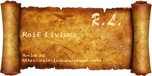 Reif Líviusz névjegykártya